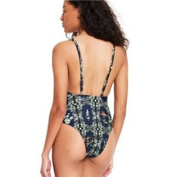 Agua Bendita X Target Dainty Floral Tile Print Cheeky One Piece Swimsuit - Picture 2 of 16